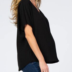 Black Short Sleeve Maternity Blouse